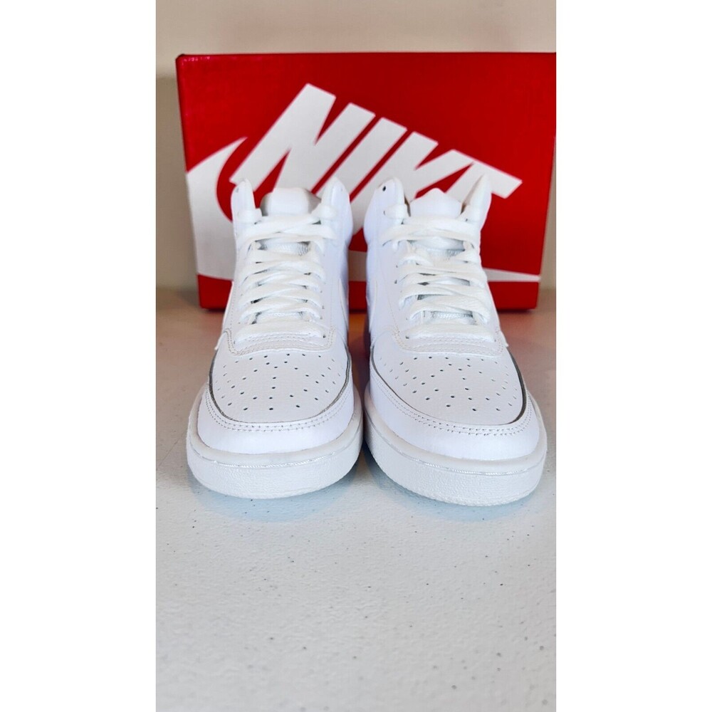 Nike Court Vision Mid Top Womens Sneakers Triple White Size 7 Shoes CD5436-100